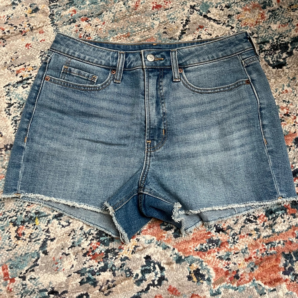 Old Navy Blue Jean Shorts High-Waisted Cut-Off
